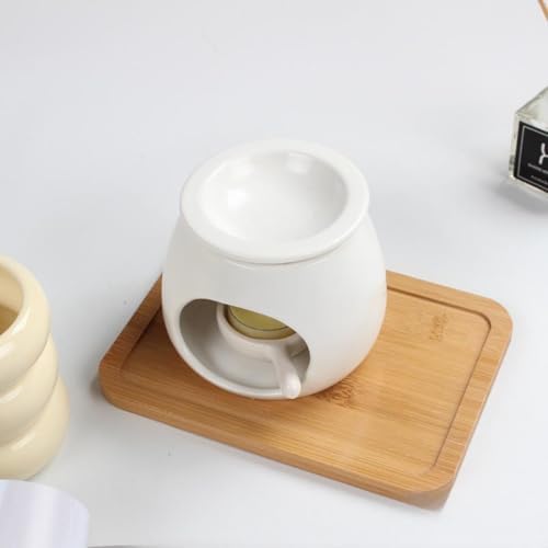 Ceramic Essential Oil Burner Tealight Candle Holder Decorative Aroma Diffuser Minimalist Design Black - Image 3