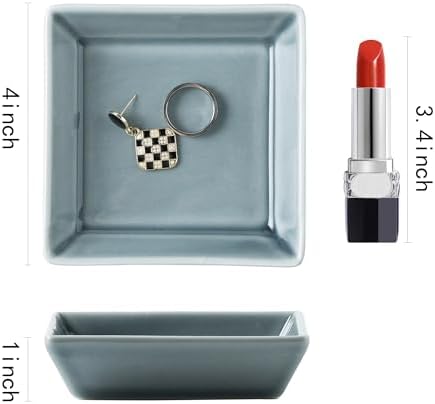 Ceramic Trinket Dish, Small Jewelry Ring Tray, Blue - Image 6