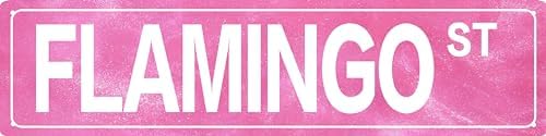 Retro Girl Pink Tin Metal Sign Flamingo Statement Wall Decor for Home Vintage Bar or Dorm Unique Gift Idea for Friends 4x16 in by LMDDFZS