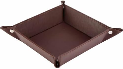 Valet Tray for Men Women - PU Leather Travel Catchall Tray Organizer - Desk Bedside Nightstand Storage Box for Jewelry Key Phone Remote Controller Wallet Watch Glasses Coin Readers - Square by Unknown