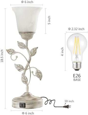 Rustic Touch Table Lamp for Bedroom with 2 USB C+A Ports - Image 6