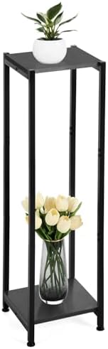 Dipion 40 Inch Extra Tall Plant Stand Indoor,2 Tier Pedestal Stand,Black by CozyTimes