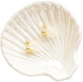 White Shell Jewelry Dish Tray, Seashell Ring Holder Trinket Tray by GISK