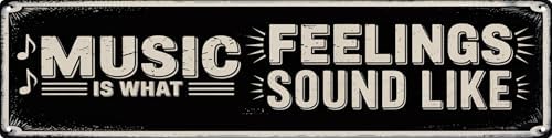 AWISZZZ Music is What Feelings Sound Like Metal Sign 4x16in Bohemian Plaque for Studio Wall Decor Musician Gift by AWISZZZ