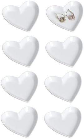 8pcs Ceramic Jewelry Dishes Heart Shape Jewelry Trays Storage Trays by Mozacona