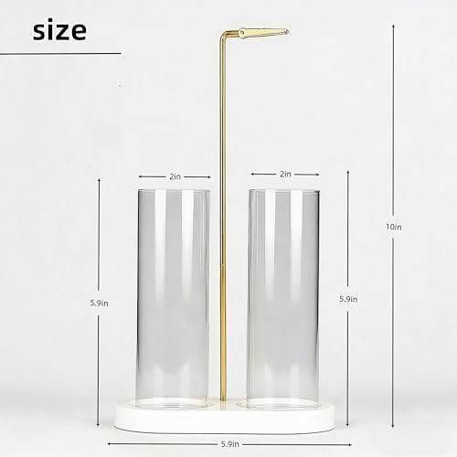 Glass Incense Holder,White Nordic Minimalist Incense Sticks Burner Holder with Storage,Luxe Hang Upside Down Incense Holder for Sticks with Ash Catcher for Meditation Yoga Room (White) - Image 2
