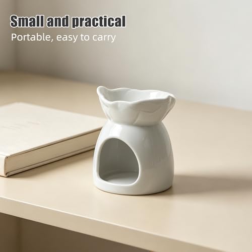 White Ceramic Leaf Essential Oil Burner Tea Light Holder - Image 3