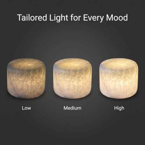 Natural Marble LED Desk Lamp Touch Control Rechargeable Dimmable - Image 3