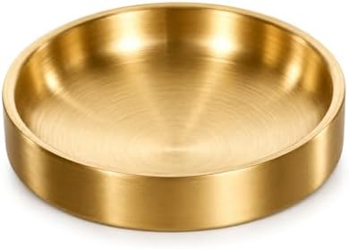 Gold Trinket Tray, 3.5in Jewelry Tray Gold Decor Holder Small Jewelry Dish Ring Dish Fine Trinket Bowl for Women and Men, Valentines Day Gifts by Unknown