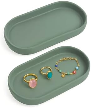 2 Packs Ceramic Jewelry Tray Oval Vanity Dish for Rings Earrings by Sikkis