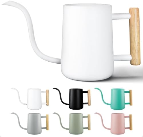Metal Small Indoor Watering Can with Long Spout & Real Wood Handle, 35oz by HBDesignCo
