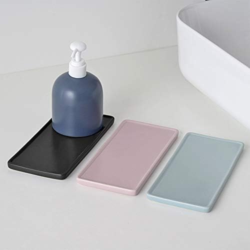Ceramic Bathroom Sink Tray - Small Rectangle Kitchen Organizer for Jewelry, Towel, Candles, Soap, Perfume - Decoration for Tub, Restroom, Toilet - Small Black - Image 4