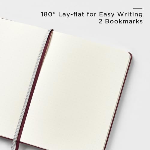 &And Per Se Dotted Journal Notebook, A5 Hardcover Leather Dotted Journal, 160 Pages 100gsm Thick Dot Grid Paper, 3 Sheets of Stickers Included - 5.7'' x 8'' (Dark Red) - Image 3