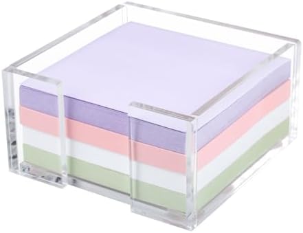Acrylic Sticky Note Holder, 3 x 3 Crystal Clear Acrylic Notepad Holder Sticky Note Dispenser for Dorm Room and Office Desk Organizer by Tecreddy