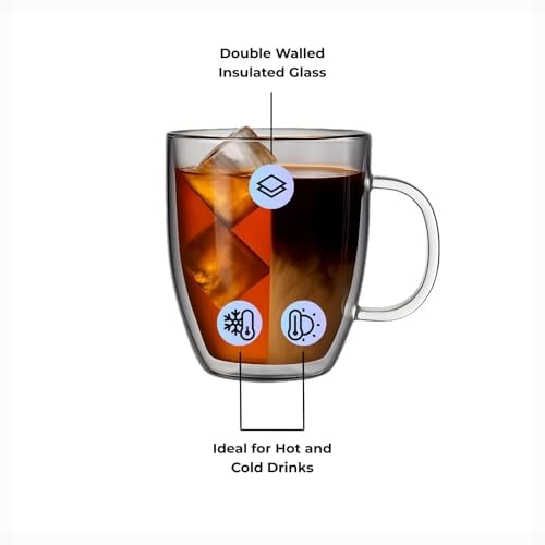 Lucco Double Walled Glass Coffee Mugs (Set of 4) - 12 oz Borosilicate Cups for Hot or Cold Drinks, Insulated Latte, Tea & Espresso Cups - Image 3