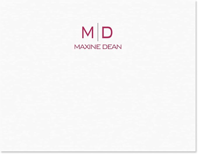 Thin Line Monogram Personalized Note Cards (4 Color Choices) - 24 Cards with White Envelopes, 4¼ x 5½ Inch Size, Blank Inside, Add a Name and Initial, For Thank You Notes, or Graduation Gifts