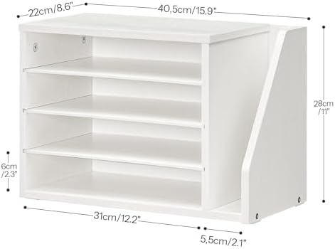HOOBRO Mail Sorter, Literature Organizer with Adjustable Shelves, Paper Organizer for Office, Home, Wood Countertop File Holders, Mails, Magazines, White WT41WF01 - Image 3