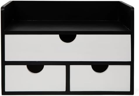 Rustic Wood Desk Organizer with Drawers,3-Drawer Desktop Storage Box - Image 6