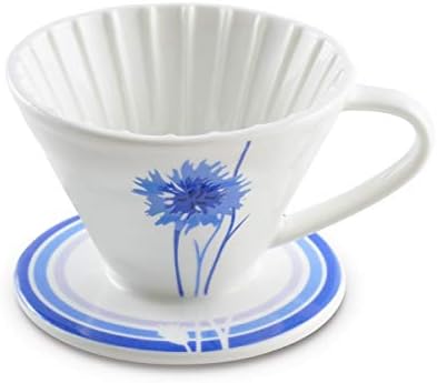 BLUE BREW Ceramic Pour Over Coffee Dripper, Size 02 Cone Coffee Maker (1-4 Cups), Manual Brew Maker, Dishwasher Safe, Portable Slow Brewing Accessories for Home, Travel, Camping, and Office (BB1002) by BLUEBREW