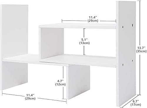 Sorfity Expandable Wood Desktop Bookshelf Desktop Organizer Office Storage Rack Wood Display Shelf - Free Style Display True Natural Stand Shelf Rack Assemble - Image 3