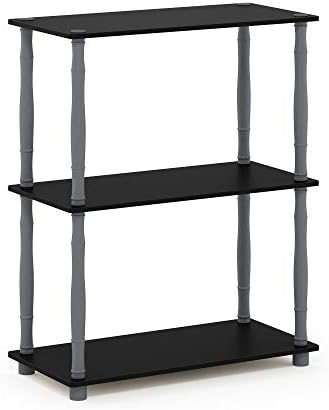 Furinno Turn-N-Tube 3-Tier Compact Multipurpose Shelf Display Rack with Classic Tube, Black/Grey - Image 5