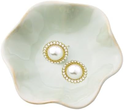 Ceramic Ring Dish, Jewelry Trinket Tray for Rings and Earrings by QNMUSUNC