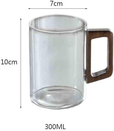 Drinking Glasses Classic Glass Mugs with Wooden Handle, Clear Borosilicate Drinking Glasses for Tea, Coffee, Milk and Juice(Clear,Small) - Image 2