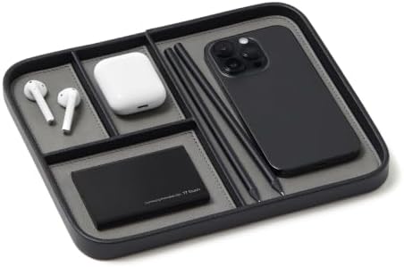 Nordik Leather Valet Tray - Medium EDC Tray - Pebble Black 9.5 x 7.9 in by NordikByDesign