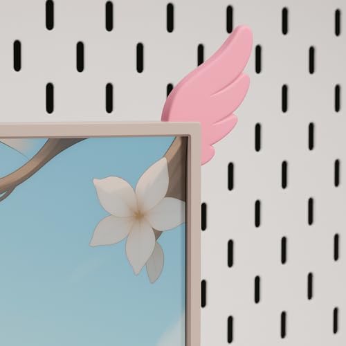 Kawaii Pink Angel Wings Monitor Decor - Aesthetic Gaming Setup Accessories for Girl Gamers & Anime Lovers, Unique Self-Adhesive Computer Ornament (Left & Right Wings) - Image 3