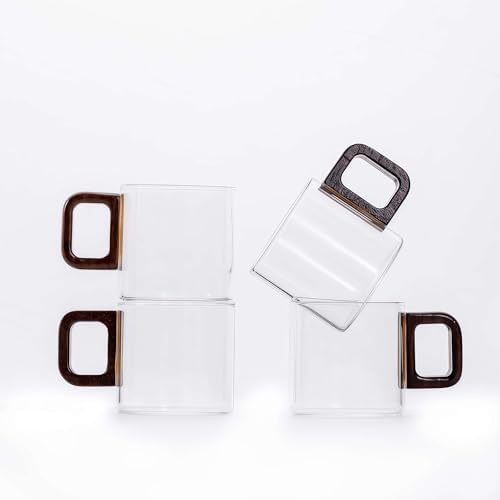 Zurucily Espresso Cups Set of 4, 4 oz Espresso Cups, Espresso Shot Glasses with Handle for Coffee or Tea (Clear) by zurucily