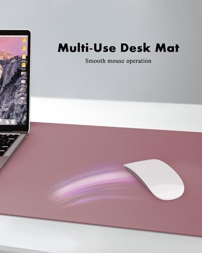 YSAGi Double-Sided Desk Pad, Leather Desk Mat, Eco Cork Desk Pad Protector, Large Mouse Pad for Desk, Waterproof Desk Blotter Pad, Desk Writing Pad for Office Work&Home(23.6"x13.7",Cork+Dark Pink) - Image 5