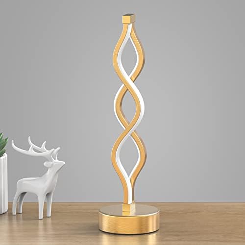 NUÜR Gold Infinity Spiral LED Table Lamp, Lamps for Bedrooms Dimmable Metallic Bedside Lamp with Touch Controller, 3 Colour Temperature, 15.8 Inch Height for Living Room - Image 2