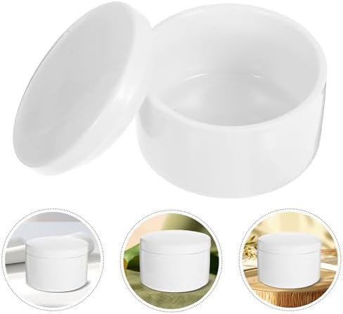 STOBAZA 3 Inch White Ceramic Jewelry Box with Lid, Small Round Porcelain Trinket Dish for Ring Earring, Minimalist Organizer Container for Vanity, DIY Paintable Favor for Wedding Valentine - Image 2