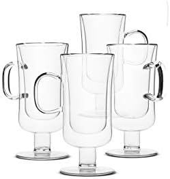 BTaT- Double Walled Glass Irish Coffee Mugs, 10 oz, Set of 4, Glass Coffee Cups with Handle, Insulated Clear Irish Coffee Mug for Hot and Cold Beverages, Cappuccino, Latte, Americano, Microwave Safe - Image 6