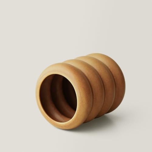 WENSHUO Ceramic Pen Holder for Desk, Makeup Brush Holder, Caramel Brown - Image 5