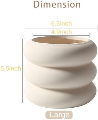 Ceramic Plant Pot Indoor, 6.5 Inch Beige Unglazed Flower Pot with Drainage Hole, Bubble Design Ceramic Planter for Home & Office Decor - Image 3