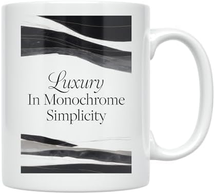 Coffee Lover Coffee Mug - Luxury In Monochrome Simplicity - 11 oz White Ceramic - Minimalist Aesthetic - Image 2