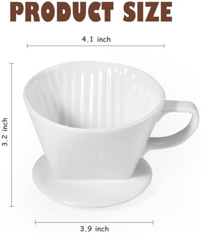 Pour Over Coffee Dripper, Ceramic Pour Over Coffee Maker, White - Image 2