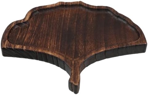 Retro Leaf Shape Wooden Tea Tray for Coffee Table Decor by BIUDECO