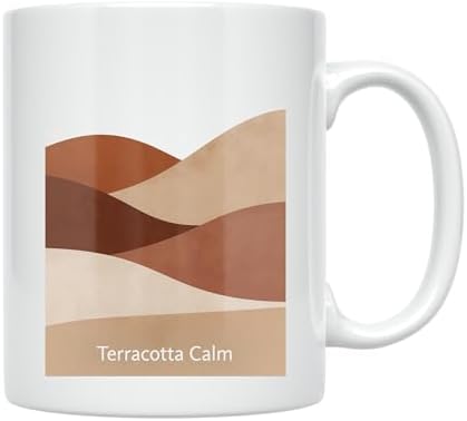 Minimalist Coffee Mug - Terracotta Calm Design - 11 oz White Ceramic - Earthy Aesthetic - Image 2