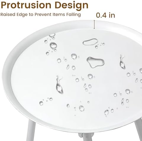 Plant Stand Indoor Outdoor, 11'' Round Black Mid Century Single Plant Table, 3-Leg Small Metal Plant Holders Flower Pot Stand, Modern Round Small Side End Table with Raised Design (White) - Image 3