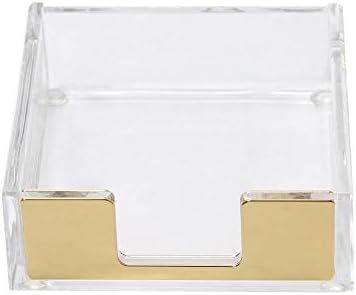 Buqoo Acrylic Sticky Notes Pad Holder Gold Desk Organizer Memo Holder by Buqoo