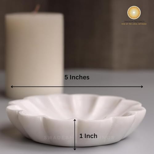 SWADESHI BLESSINGS HandMade Marble Jewelry Tray, Trinket Dish, Catch-all,5" - Image 3