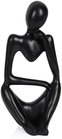 Sandstone Resin Thinker Statue Style Abstract Sculpture, Black, Right by Ozzptuu