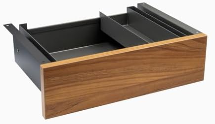 Desky Minimal Under Desk Drawer – Slim Pull-Out Metal Storage Organizer for Sit-Stand Desks, Smooth Glide, Space-Saving Design, Easy Mount, Prime Oak Laminate & Space Gray Frame by Desky