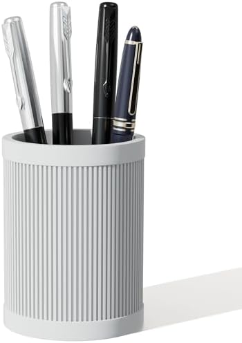 HighHerz Aesthetic Pen Holder For Desk, Modern Silicone Pencil Holder, Stylish Office Desk Decor, Made of 5 mm Thickened Premium Silicone, Office Desk Organizer And Accessories (White) by HighHerz