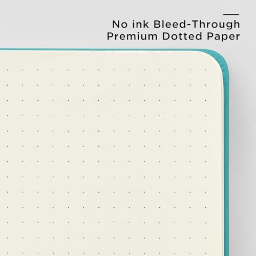 &And Per Se Dotted Journal Notebook, A5 Hardcover Leather Dotted Journal, 160 Pages 100gsm Thick Dot Grid Paper, 3 Sheets of Stickers Included - 5.7'' x 8'' (Turquoise) - Image 5