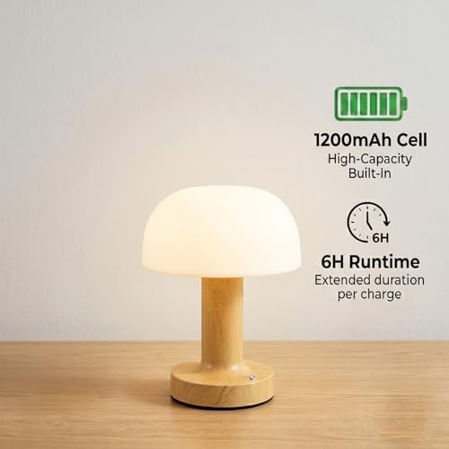 Rechargeable Table Lamp, Round, 2000mAh Cordless Touch Desk Lamp - Image 3