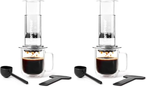 AeroPress Clear Coffee Press - All-in-One French Press, Pour-Over & Espresso Style Manual Brewer, 2 Min Brew for Less Bitterness, More Flavor, Small Portable Coffee Maker, Travel & Camping (Pack of 2) by AeroPress