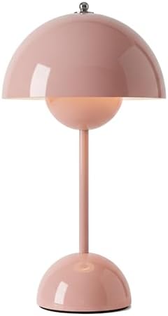 Lucido NordGlow Table Lamp - Cordless Rechargeable Mushroom Dome Lamp, Dimmable Touch LED with Warm Ambient Glow, Modern Mid-Century Accent Light for Bedroom, Desk, Bar & Nightstand (Pink) by Unknown